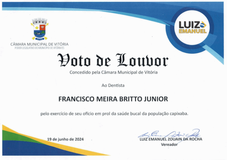 Voto de Louvor concedido pela Câmara Municipal de Vitória